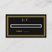 Placement Carte de table de mariage Luxe Monogramme Noir & O (Devant)