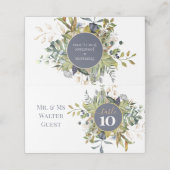 Placement Carte de table de mariage moderne botanique bleu e (Extérieur déplié)