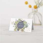 Placement Carte de table de mariage moderne botanique bleu e (Dos)