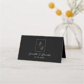 Placement Carte de table de mariage noir et blanc (Dos)