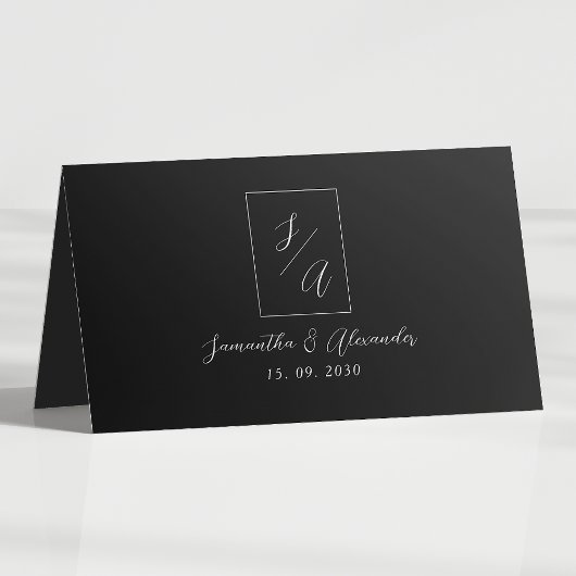 Placement Carte de table de mariage noir et blanc