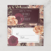 Placement Carte de table de mariage rustique burgundy (Extérieur déplié)