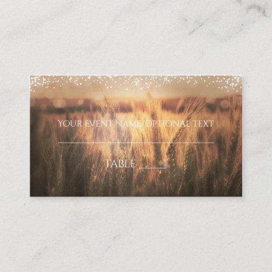 Placement Carte de table de mariage rustique champ de blé (Devant)