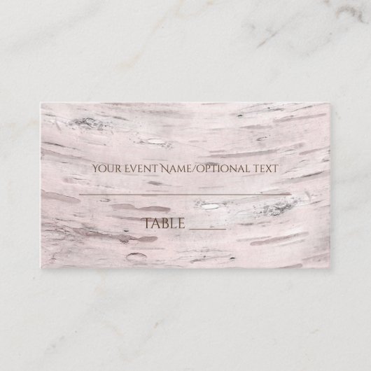 Placement Carte de table de mariage rustique en bois de boul (Devant)