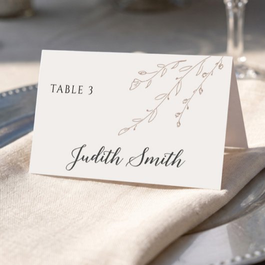 Placement Carte de table de mariage simple en crème neutre