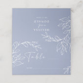 Placement Carte de table de mariage simple fleur pervenche (Extérieur déplié)