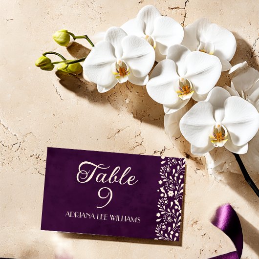 Placement Carte de table de mariage Talavera beige violet