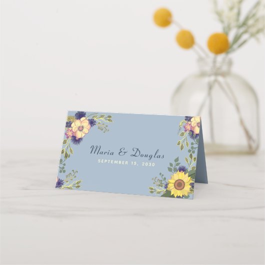 Placement Carte de table de mariage Tournesol (Dos)