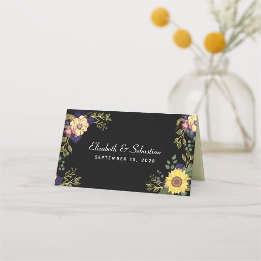 Placement Carte de table de mariage tournesols (Dos)