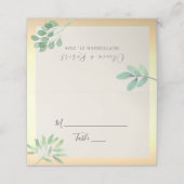 Placement Carte de table de mariage Vert et Or (Extérieur déplié)