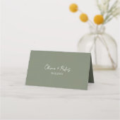 Placement Carte de table de mariage vert sauge avec écriture (Dos)