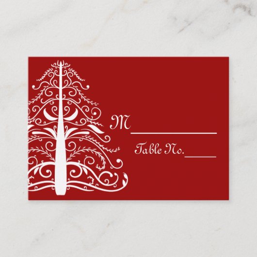 Placement Carte de table de Noël arbre de Noël rouge et blan (Devant)