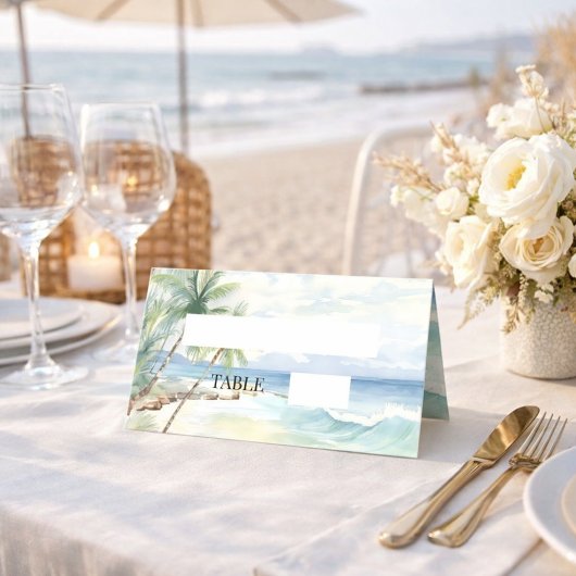 Placement Carte de table de palmiers tropicaux de plage