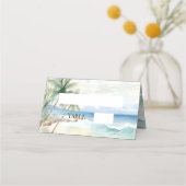 Placement Carte de table de plage aux palmiers tropicaux (Devant)