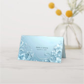Placement Carte de table décorative florale bleue (Dos)