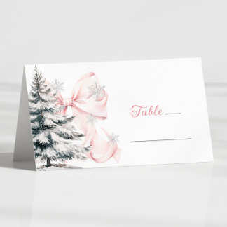Placement Carte de table d'hiver à ruban rose