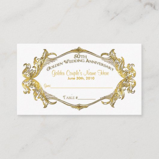 Placement Carte de table d'invités du 50e anniversaire, Gold (Devant)