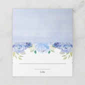 Placement Carte de table élégante à fleurs blanches bleues (Extérieur déplié)