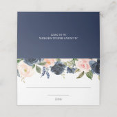 Placement Carte de table élégante à fleurs rose fuchsia bleu (Extérieur déplié)