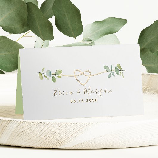 Placement Carte de Table Élégante avec Feuillage pour Mariag