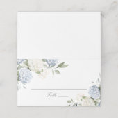 Placement Carte de table élégante florale Hydrangea bleue (Extérieur déplié)