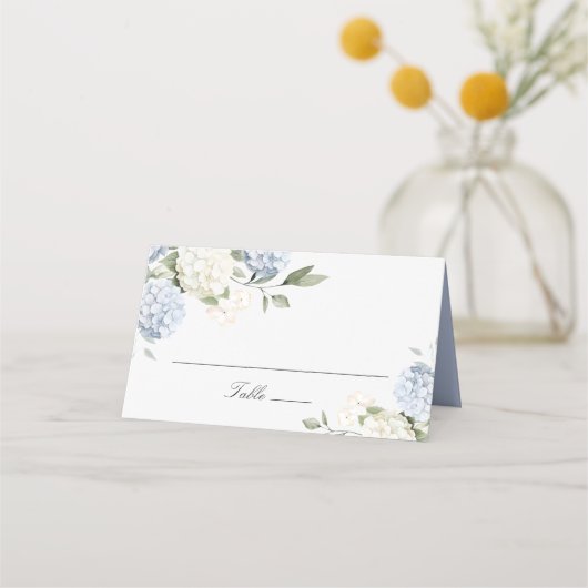 Placement Carte de table élégante florale Hydrangea bleue (Devant)