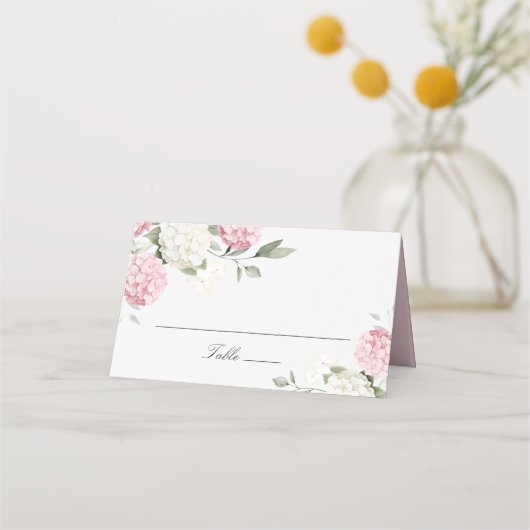 Placement Carte de table élégante florale rose hydrangea blu (Devant)