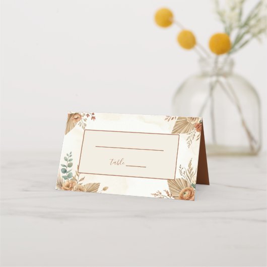 Placement Carte de table élégante rustique boho florale pour (Devant)