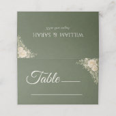 Placement Carte de table élégante vert sauge pour mariage (Extérieur déplié)