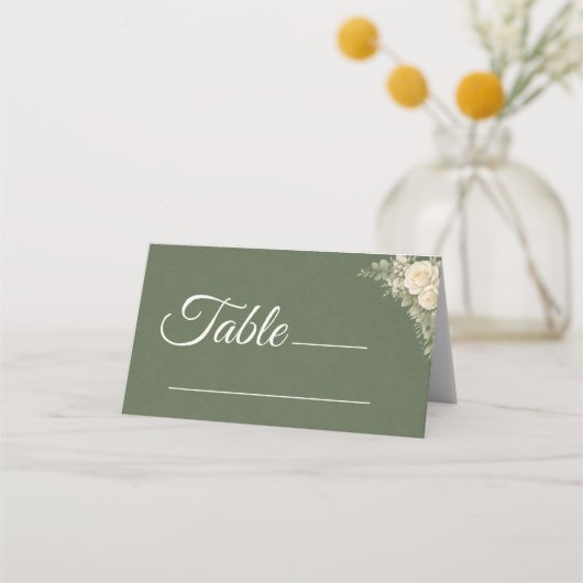 Placement Carte de table élégante vert sauge pour mariage (Devant)