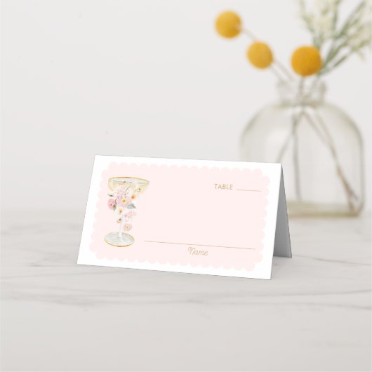 Placement Carte de table Élégantes Pétales et Prosecco (Devant)