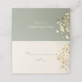 Placement Carte de Table Fleur de Champ Vert Sauge pour Mari (Extérieur déplié)