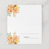 Placement Carte de table fleurie orange aquarelle (Extérieur déplié)