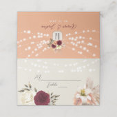 Placement Carte de Table Fleurie Rustique pour Mariage (Extérieur déplié)
