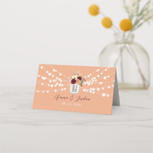 Placement Carte de Table Fleurie Rustique pour Mariage (Dos)
