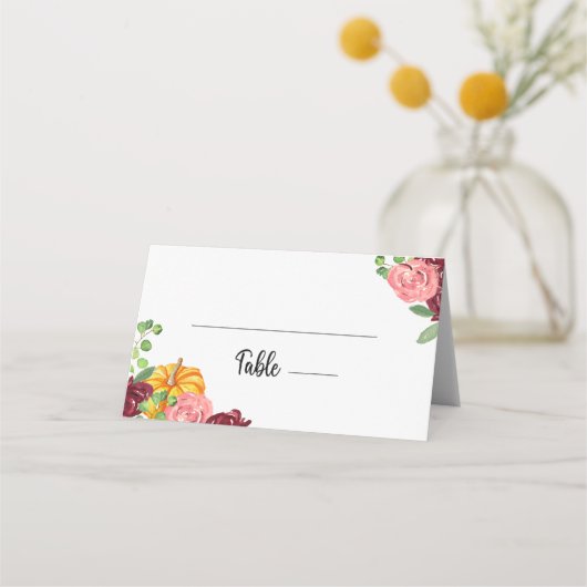 Placement Carte de table florale citrouille de Bourgogne (Devant)