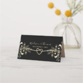 Placement Carte de table florale mariage Or Noir (Dos)
