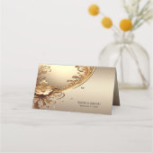 Placement Carte de table florale ornée dorée (Dos)