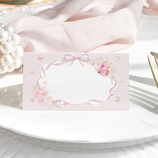 Placement Carte de table florale Papillon rose