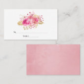 Placement Carte de table florale tropicale rose et or (Devant / Derrière)