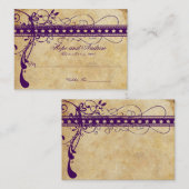 Placement Carte de table funky tourbillon or et violet (Devant / Derrière)