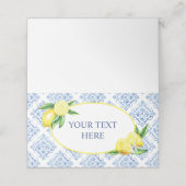 Placement Carte de table italienne en carrelage bleu citron (Extérieur déplié)