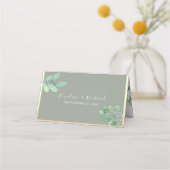Placement Carte de table mariage botanique vert sauge (Dos)