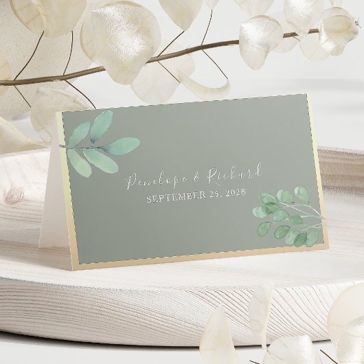 Placement Carte de table mariage botanique vert sauge