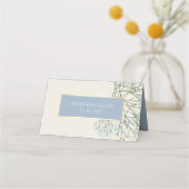 Placement Carte de Table Mariage Fleurie Rustique Bleu Pouss (Dos)