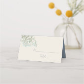 Placement Carte de Table Mariage Fleurie Rustique Bleu Pouss (Devant)