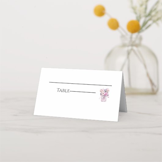 Placement Carte de Table Mariage Pot Mason Campagne Pliée (Devant)