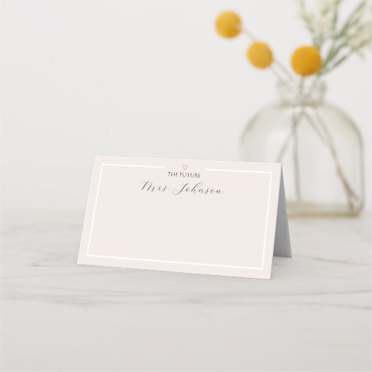 Placement Carte de table minimale pour la douche de mariée | (Devant)