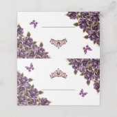 Placement Carte de table papillon Roses Dorées Violettes (Extérieur déplié)
