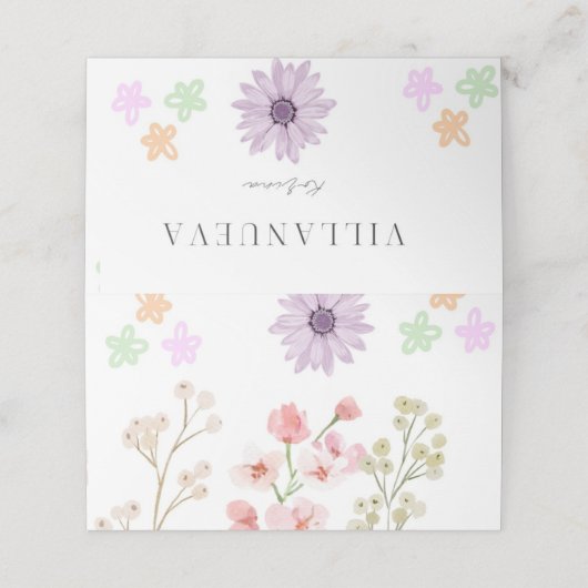 Placement Carte de table pliante papier à graines de fleurs (Extérieur déplié)